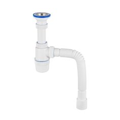 Сифон ЭЛИТ с удл. выпуском, нерж. чашкой D70 мм и гофротрубой L800 мм 1 1/2- D40/50, VIRPlast (Россия), арт 30986142