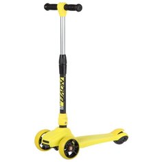 Самокат-кикборд Novatrack RainBow, подростковый, складной, регулируемый по высоте руль, широкие свет.колеса PU,ватер стикер, желтый