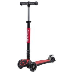 Самокат-кикборд Novatrack RainBow, подростковый, складной, широкие свет.колеса PU 120*90,ватер стикер, защитный кожух на руле, красный