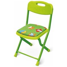 Стульчик детский Nika СТУ8 "Зверята на зеленом" складной, мягкое сиденье, зеленый