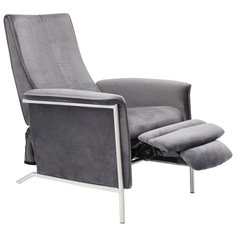 KARE Design Кресло для отдыха Lazy, коллекция "Ленивый" 72*104*91, Бархат, Полиуретан, Шпон, Нержавеющая сталь, Серый