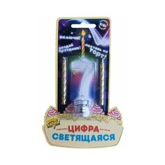 Цифра LED 7 для торта и праздничного стола + 2 свечи Веселая Затея