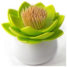 Держатель для зубочисток Lotus белый-зеленый Qualy