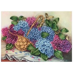 Набор Гортензия в корзине вышивка лентами 25х32,5 Каролинка КЛ(Н)-3029