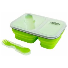 Контейнер Tramp TRC-090 силиконовый 2 отсека с ловилкой 900мл, оливковый