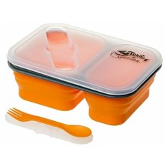 Контейнер Tramp TRC-090 силиконовый 2 отсека с ловилкой 900мл, оранжевый