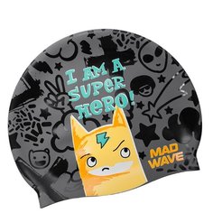 Юниорская силиконовая шапочка MAD WAVE, SUPER HERO, Black, M0570 03 0 01W