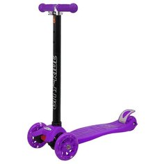 Самокат детский трехколесный ТМ CITY-RIDE, Дека: PP+нейлон, колеса PU 120/76, руль металлический телескопический, цвет фиолетовый. Размеры: 55 х 22 х 86 см