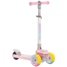 108C Самокат BabyStyle (розовый, свет, звук, складной, до 30 кг)