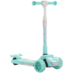 5-H Самокат BabyStyle (зеленый, свет, звук, тормоз, складной, до 40 кг)