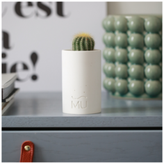 Кашпо для суккулентов Leo, 11x7x5, экобетон, белое Musko