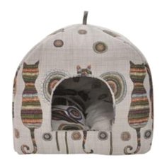 Домик для кошек Homepet Избушка "Коты №2" 45х45х53 см бежевый