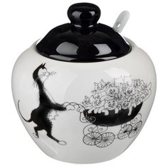 Сахарница Millimi Черный кот, с крышкой (820-698) белая/черная