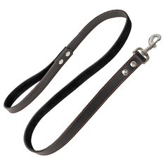 Поводок для собак кожаный двухслойный, черный HOMEPET 25 ммх120 см