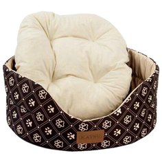 Лежак для собак и кошек KATSU YOHANKA SHINE DOG PAWS бежево-коричневый, 46х32х18 см