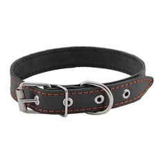 Ошейник для собак кожаный, черный HOMEPET 25 мм 35-47 см