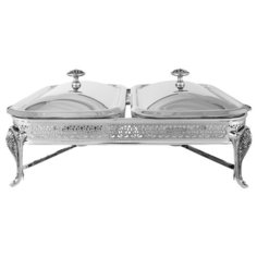 Блюдо с подогревом Regent "Британи", 2 секции с крышками, 47х28х19 см (RE-372843.1)