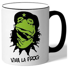 Кружка с цветной ручкой VIVA LA FROG - силуэт лягушки Drabs