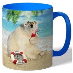 Кружка цветная с рисунком Медведь на пляже Drabs