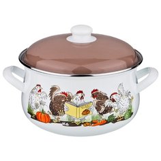 Кастрюля эмалированная 4,8л индукция Agness Куриный переполох(951-013)