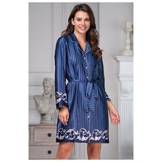 Mia-Amore Домашнее платье-рубашка на пуговках с поясом, синий, XS