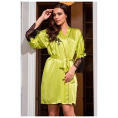 Mia-Amore Короткий халат Chantal из шелкового полотна, лаймовый, XS