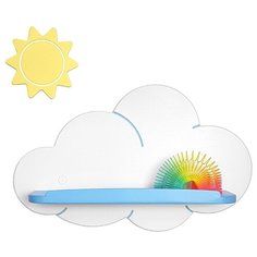Полка настенная детская POLKI-DECOR "Солнечное Облако" Голубое с Желтым Солнышком