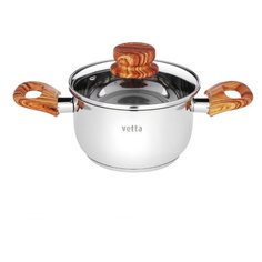 Кастрюля VETTA Боньер 16х9,5см, 1,7л, со стеклянной крышкой, индукция