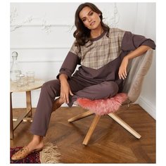 Laete Удобные домашние брючки из хлопковой ткани, 30393, коричневый, XS