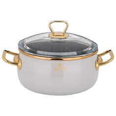 Кастрюля Agness эмалированная со стекл. крышкой и антипригар. мраморным покрытием, 18 см/ 2,4 л (950-290)