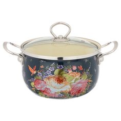 Кастрюля эмалированная Agness со стеклянной крышкой, 2,3л, d = 16 см h = 12 см (915-080)