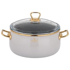 Кастрюля Agness эмалированная со стекл. крышкой и антипригар. мраморным покрытием, 22см / 4,1 л (950-292)