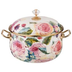 Кастрюля эмалированная Agness с крышкой, серия винтаж, 6,1л, d = 24 см (950-025)