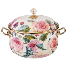 Кастрюля эмалированная Agness с крышкой, серия винтаж, 4,8л, d = 22см (950-024)