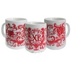 Кружка керам."ХВ" красный цветочный узор/сублимация Орландо