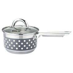 Ковш Agness 0,9 л 14х7,5 см со стеклянной крышкой, Горошек (937-715)