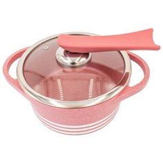 Кастрюля с антипригарным покрытием 24 Розовый мрамор, розовый, MARMA MM-POT-02
