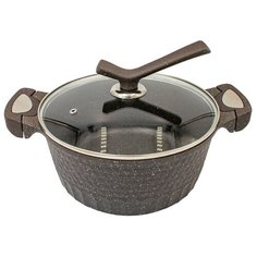 Кастрюля с антипригарным покрытием 24, Серый графит, темно-серый, MARMA MM-POT-14