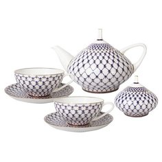 Сервиз чайный ф. Купольная рис. Кобальтовая сетка (14 предметов) Императорский фарфоровый завод
