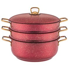 Кастрюля-мантоварка red qeen 28 см, трехслойное покр granit, pfoa free Agness (936-137)