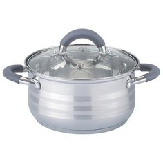 Кастрюля Agness со стекл. крышкой, силикон. ручки, 5.7л, 24х13.5 см, нерж. сталь, индукцион. дно (937-139)