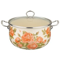 Кастрюля эмалированная Agness со стеклянной крышкой, 6.5 л, диаметр 16 см (915-079)