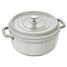 Кокот Staub круглый, 22 см, 2,6 л, белый трюфель 11022107