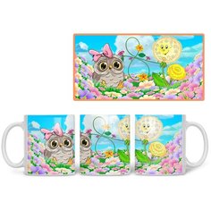 Кружка Студия Белка "Сова и одуванчик с 8 марта" белая