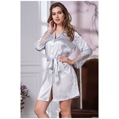 Mia&Mia Короткий халат-рубашка Kelly с английским воротником серебристый S