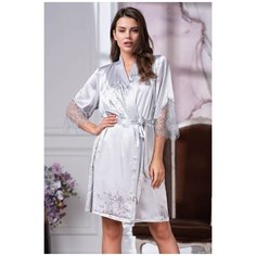 Mia&Mia Коротенький халат Kelly с кружевной отделкой серебристый XXL-XXXL