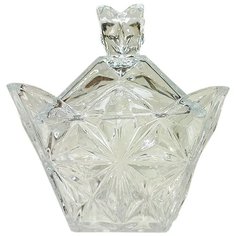 Ваза стеклянная с крышкой, Хрустальный цветок, прозрачная, 14х14х15 см, MARMA MM-SUGA-04