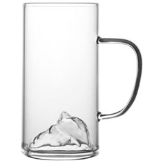 Кружка стеклянная Холмы, с ручкой, 300 мл, 13х8х8 см, MARMA MM-CUP-29