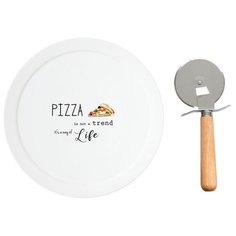 Блюдо для пиццы с ножом "KITCHEN ELEMENTS" 35,5 см. Easy Life