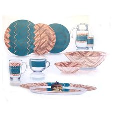 Столовый сервиз AMB WOODIE TURQUOISE 46предметов 6 персон Luminarc